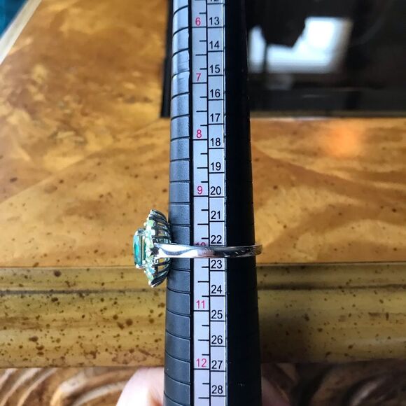 Peacock Quartz Peridot Sterling Silver Cocktail Ring Size 10 - Picture 4 of 9